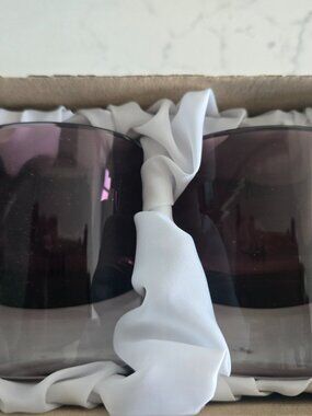Boxed Vintage Holmegaard Amethyst Glass Candleholders